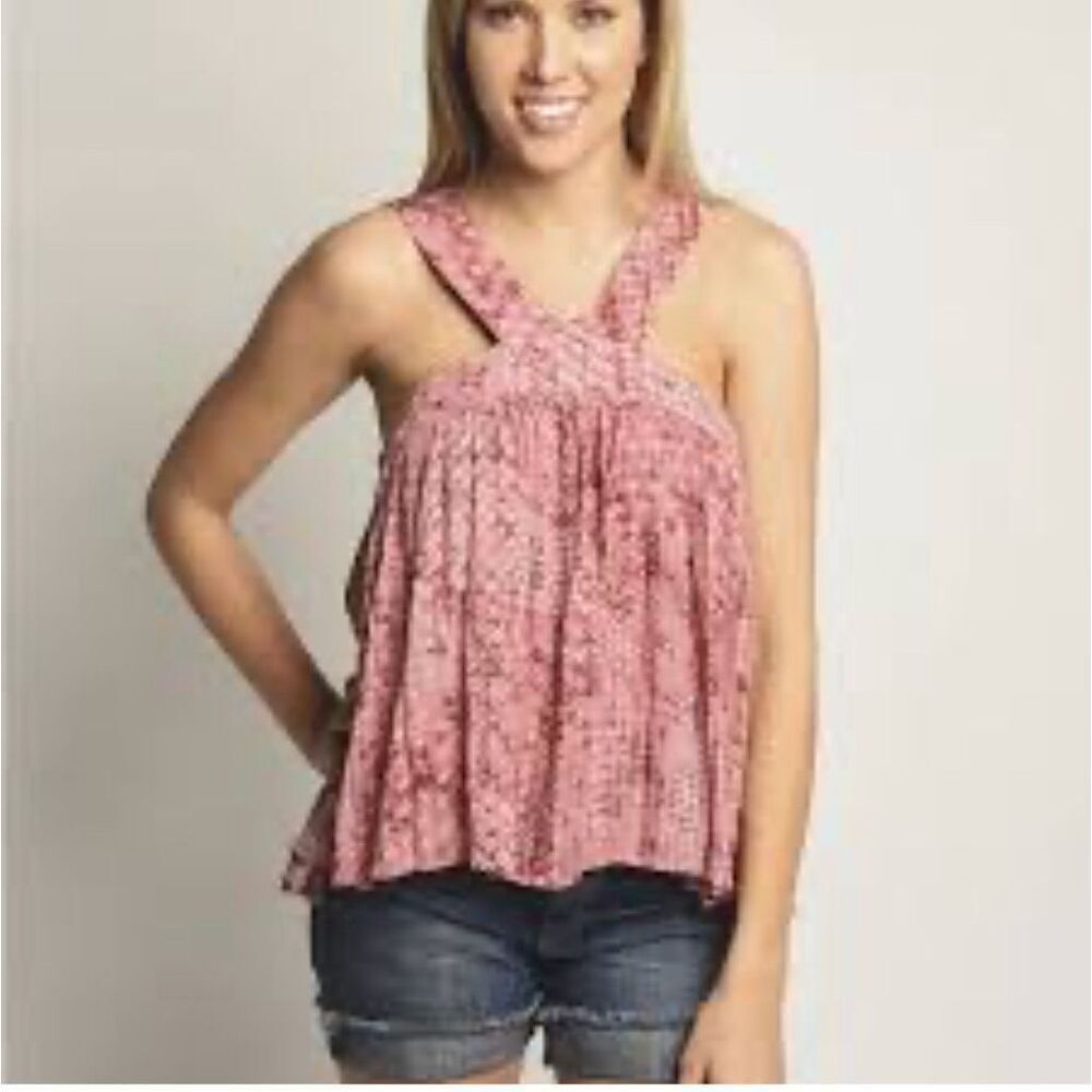 Jack by BB Dakota Womens Sleeveless Lyla Halter‎ Top Rosette Pink Size Small NWT